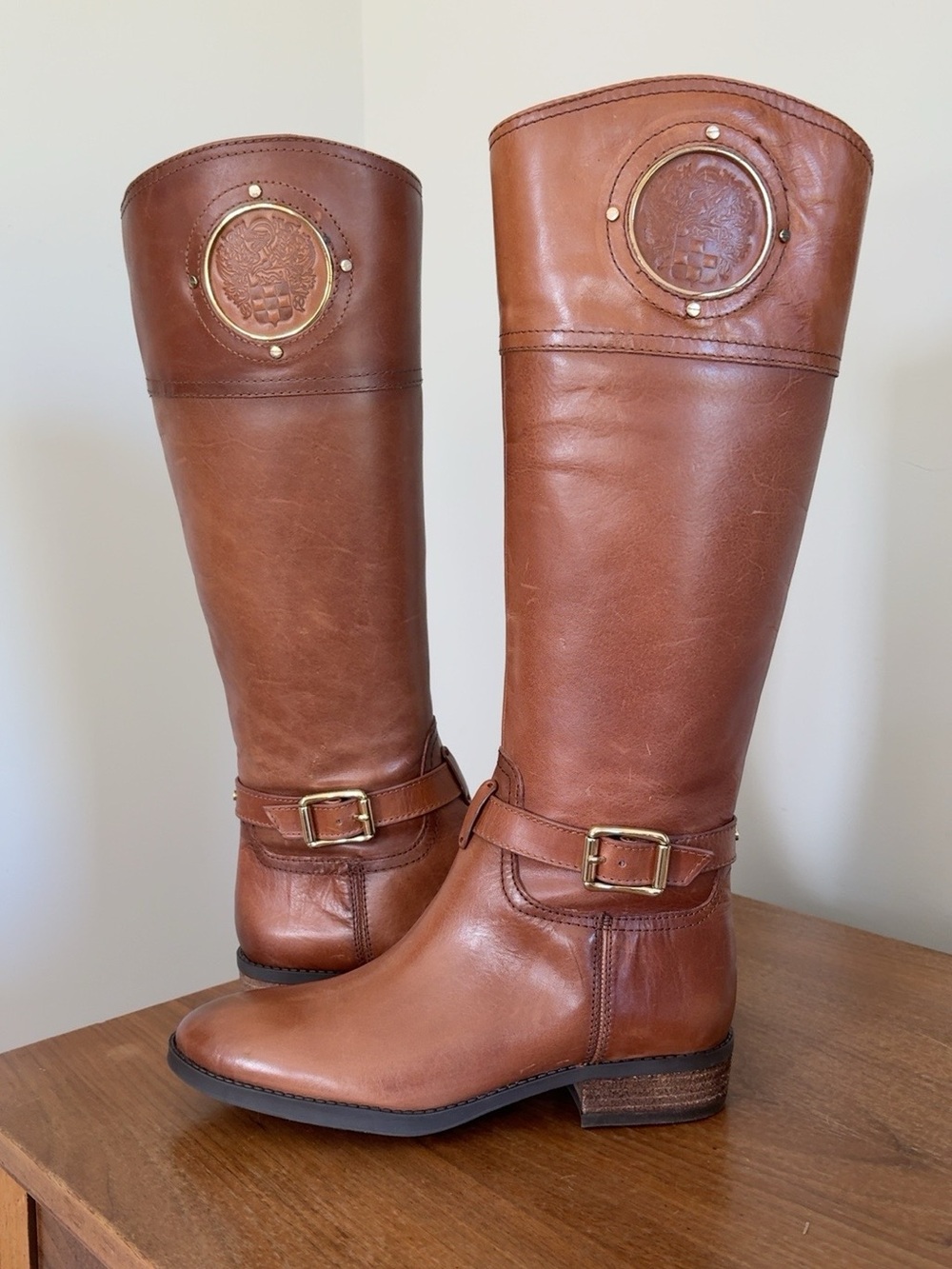 Vince Camuto Phillie Tall Riding Boots Women’s Size 7M / EU 37 Rich Cognac Brown